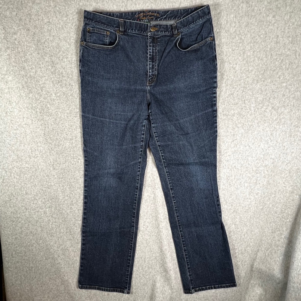 VTG Lauren Ralph Lauren Jeans Women 16 Blue‎ Dark Straight Leg Denim Mom Jeans